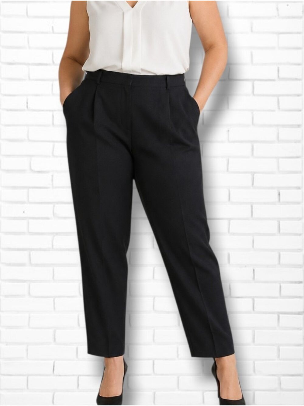 Hugo Boss Black Wool Blend Straight Leg Trouser Pants Size 12 US